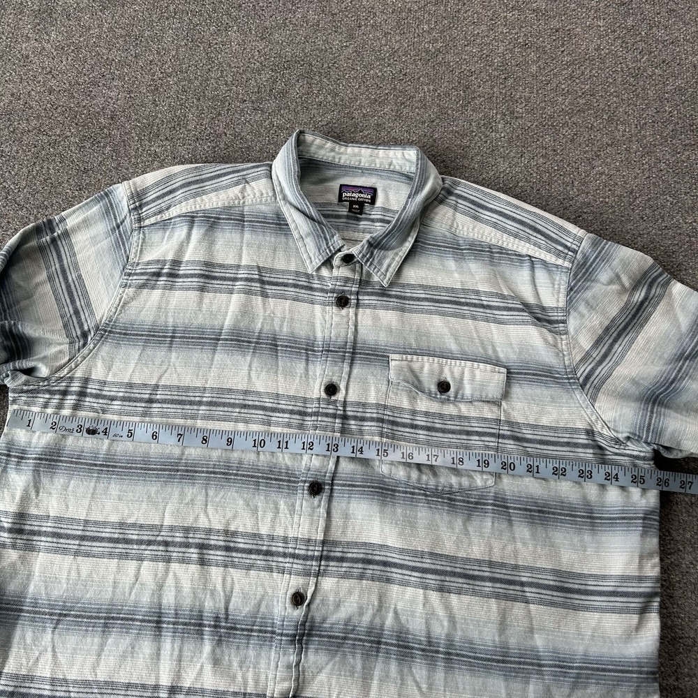 Patagonia Shirt Men XXL Lightweight Long Sleeve Fjord Flannel Blue Stripe Cotton - Picture 7 of 13